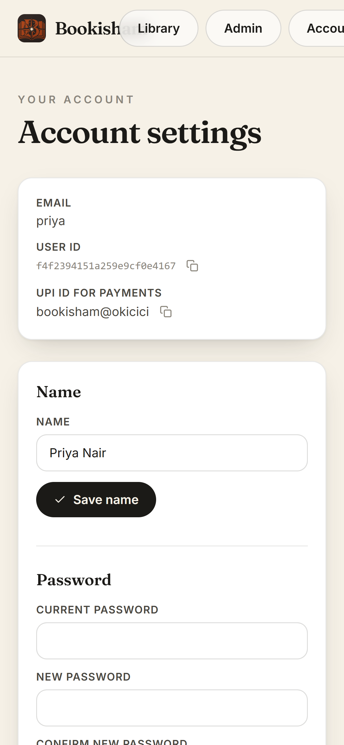 Account on a phone