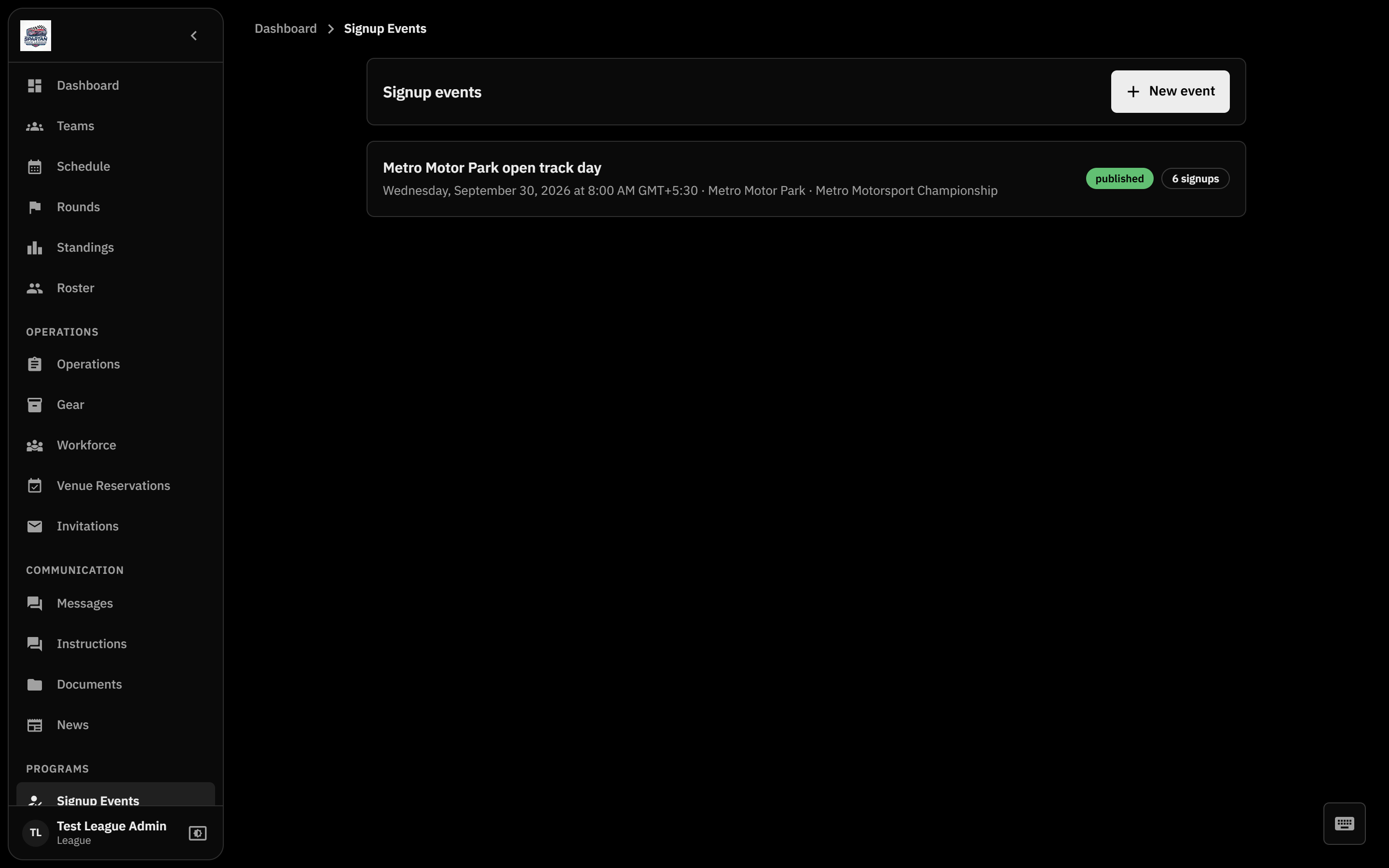 Signup events